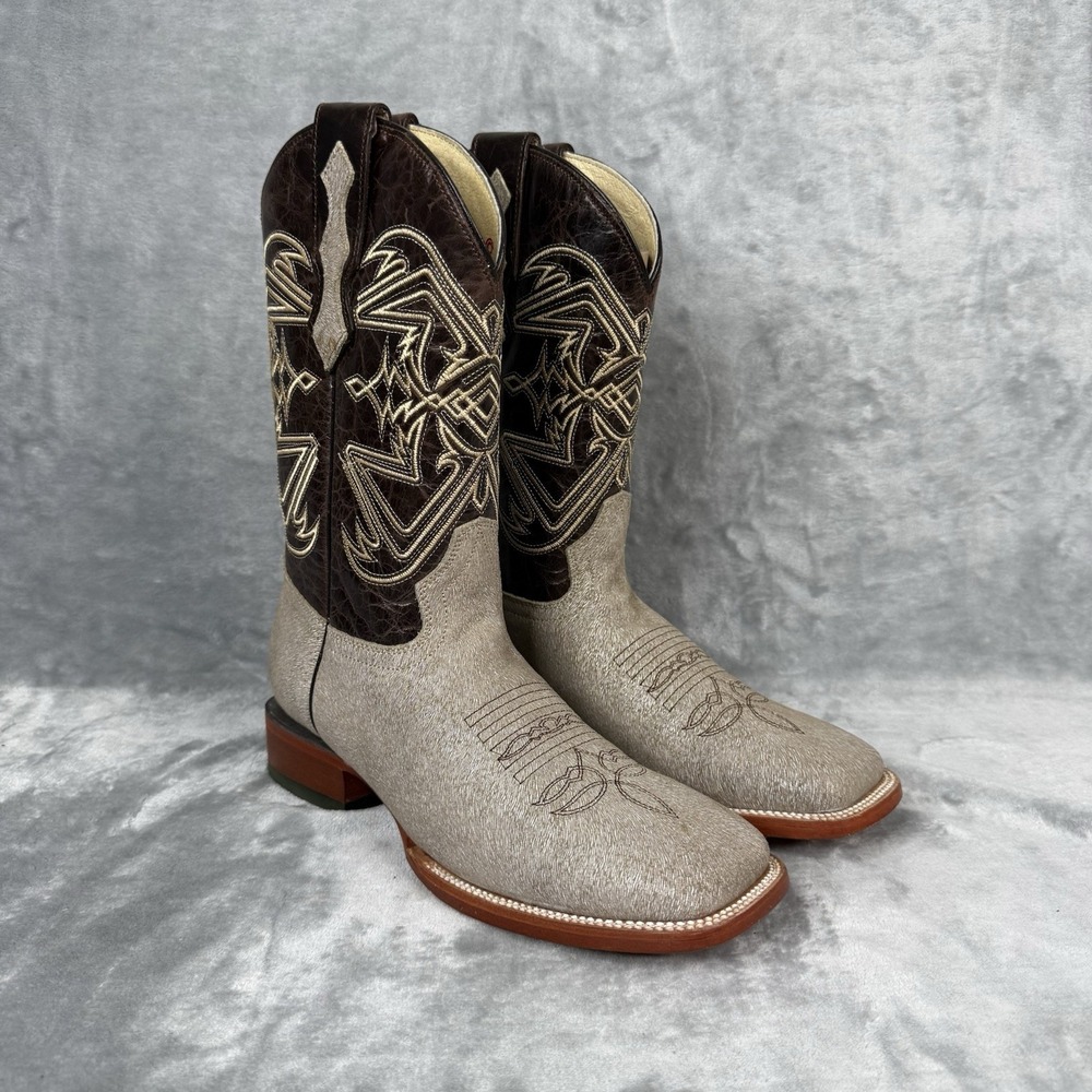 Arango Botas Vaqueras Print Zebra Cowboy boots Light Gray And Orix Size 7.5